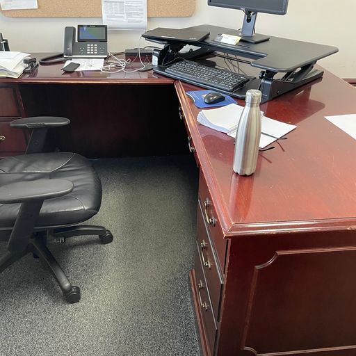 traditional u shape desk, cherry