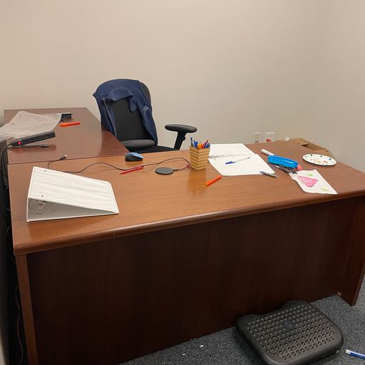 L shaped cherry desk