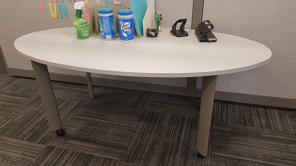 Oval Table White- wood, metal