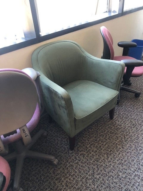 over stuffed side chair green 