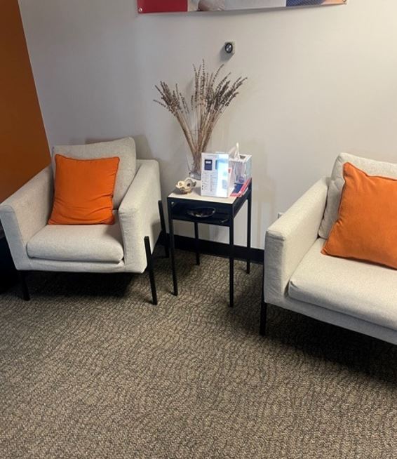 Lounge Chair, Beige w Pillows