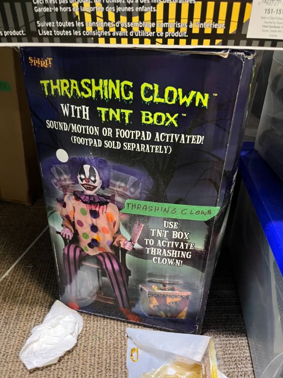 Thrashing Clown animatronic Halloween décor 