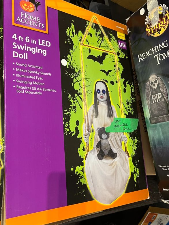 Swinging Doll animatronic Halloween décor 