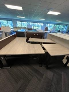 Corner Adjustable desk unit / 30"D x 57" x 76"