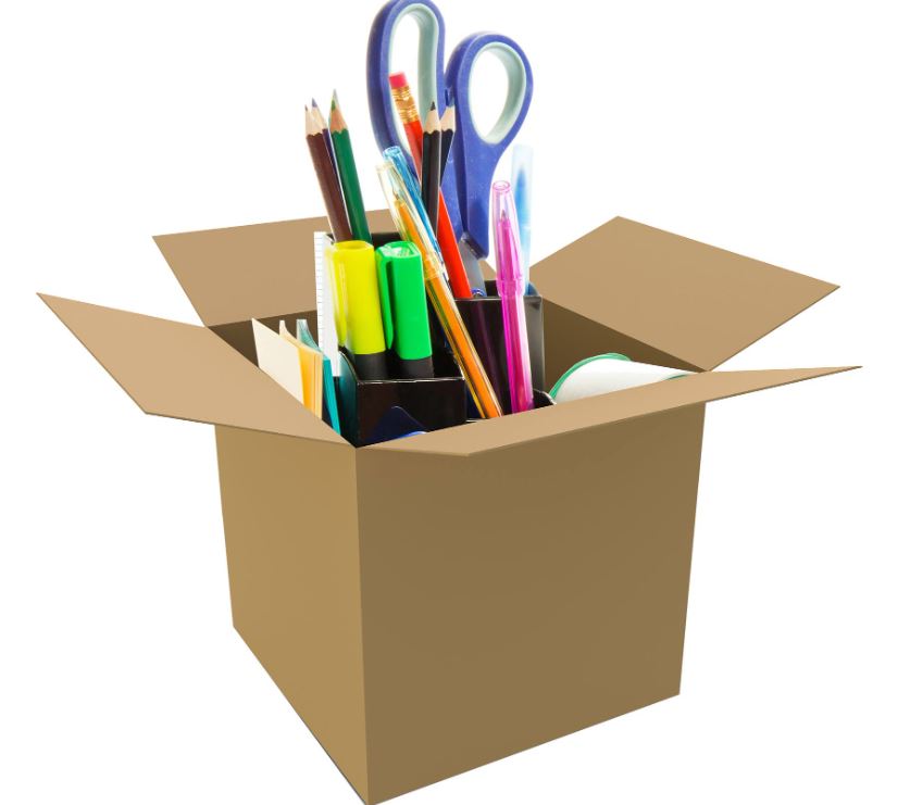 Box of office supplies