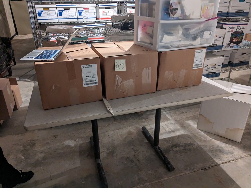 table contents/boxes of misc. materials