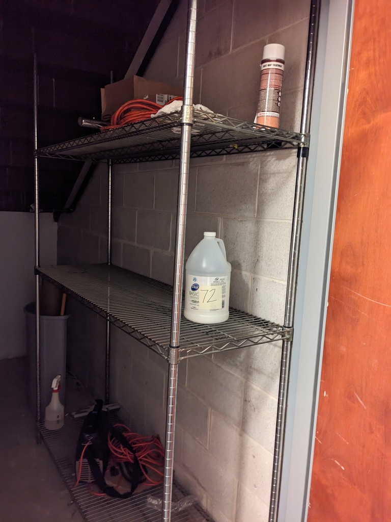 contents on wire rack (supplies)