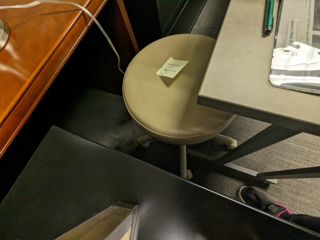 swivel stool, upholstered seat