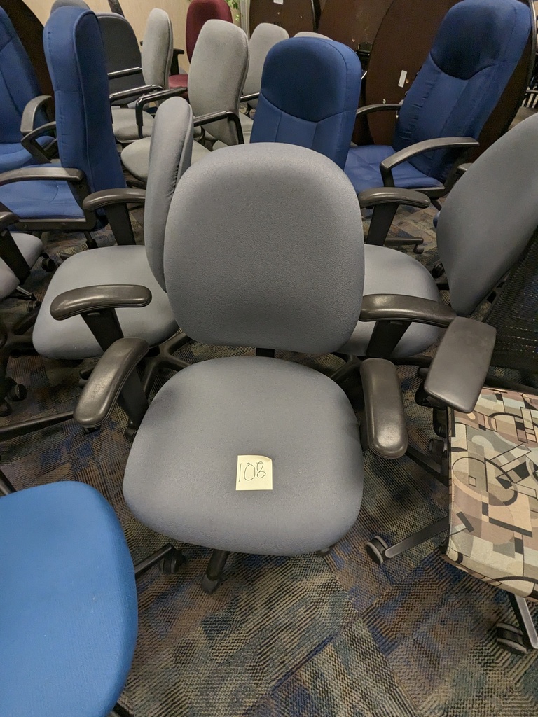 gray task chair - swivel base, fully upholstered adjustable arms