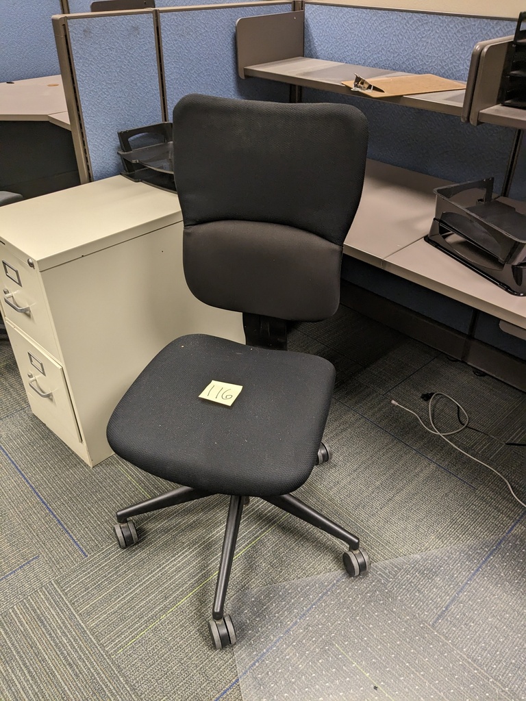 armless swivel task chair, fully upholstered