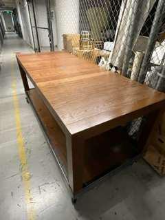 Wood Tall Table on Casters / 3'w X 8' L X 32"H