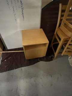 Wood side table with door/ 18"X20"X 18"H