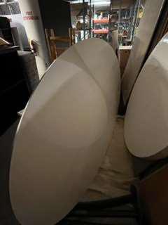 Oval Table 4' x 8' w/ 5 post legs (White Laminate top