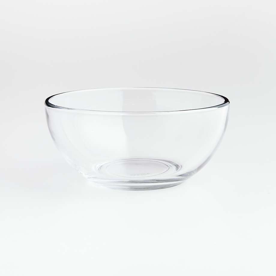 Box of small glass serving bowls and glass placecards 
