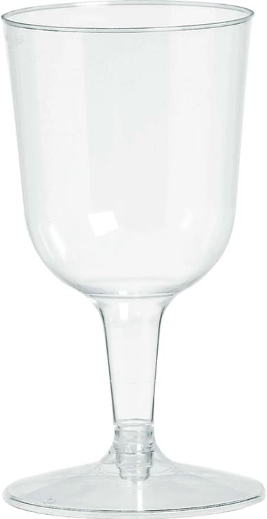 Box of plastic wine glasses