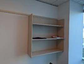 Bookshelf, Rail-Mounted, Tan, 42" x 41" x 12.5"