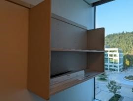 Bookshelf, Rail-Mounted, Tan, 42"x19"x12.5"
