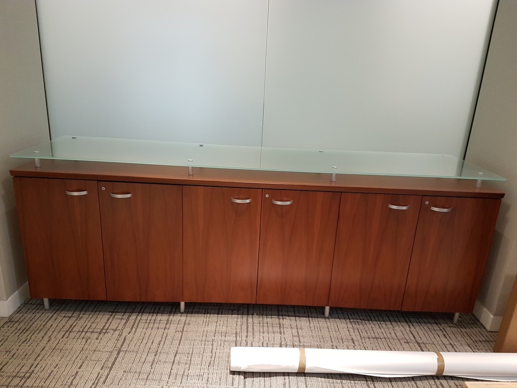 Wood Credenza With Glass Top - 8"x2'