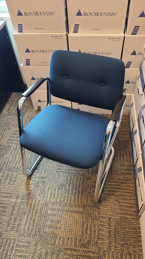 Blue sled base chairsw/ metal frame