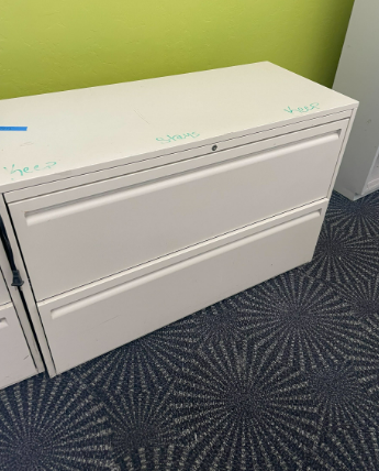 Beige Long 2 Tier Filing Cabinet