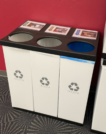 3 Section Trash/Recycle/Compost Bins