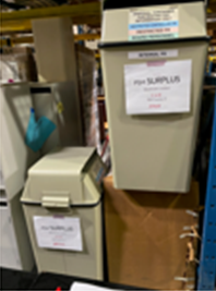 Metal disposable container for restricted material