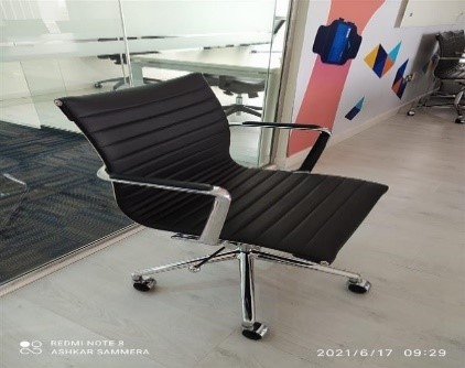 Black Leather Bafco Conference Chair