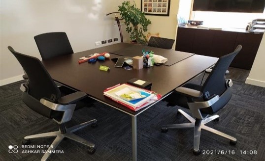 Dark Wood Square Meeting Table