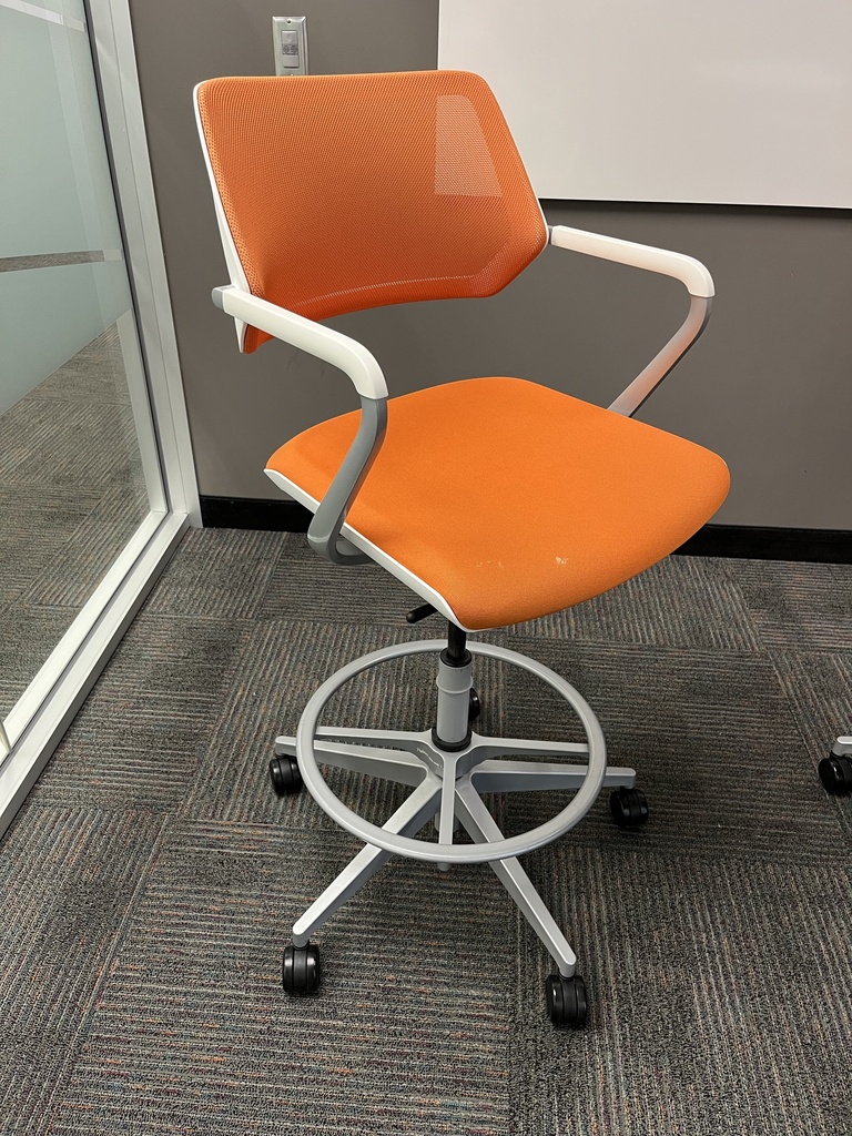 Orange And White High Task Chair, Steelecase 