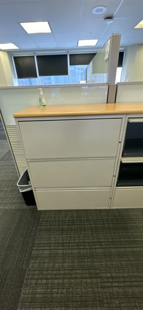 Metal 3-Drawer Filing Cabinet with Wood Top