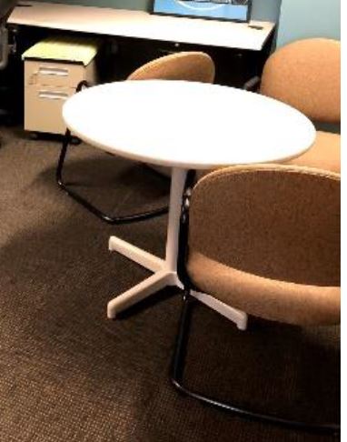 White Round Meeting Table