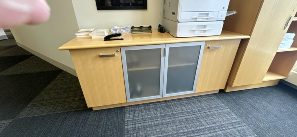 6' Wooden Credenza with Glass Doors, Maple