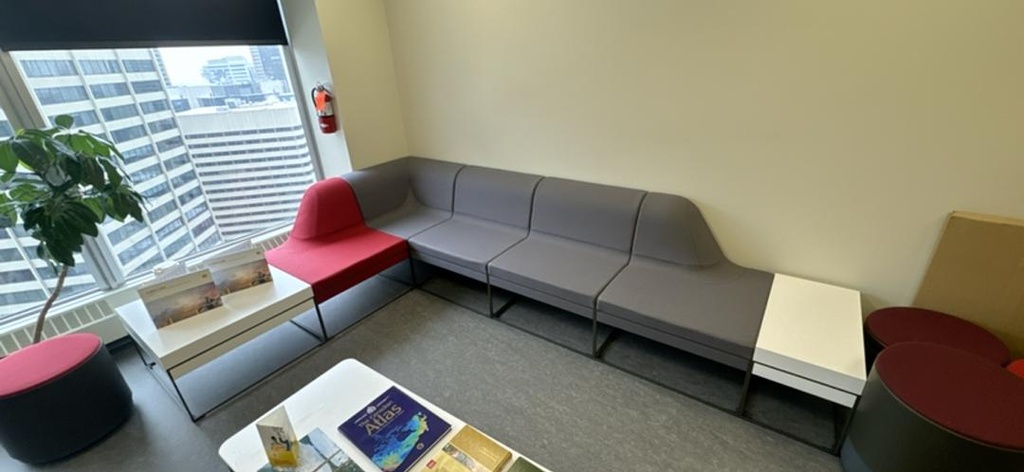 Fabric Sectional with End Tables, Grey/Red/White