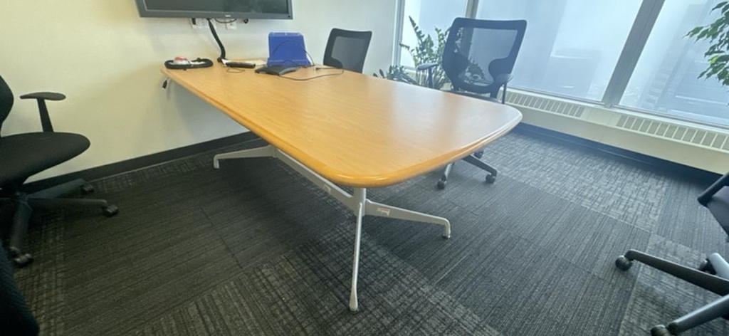 7' Rectangle Boardroom Table, Maple/Silver, 72" x 48"