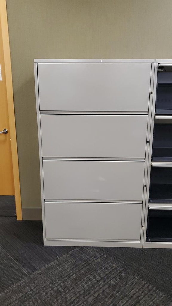 Metal 4-High Lateral File Cabinet, Grey