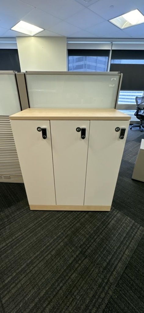 Artopex Wooden Lockers with NOKI Locks (3 Per Unit), White/Blonde, 92" x 102" x 30"/42"