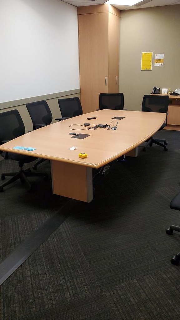 9' Boatshape Boardroom Table with Electrical, Maple
