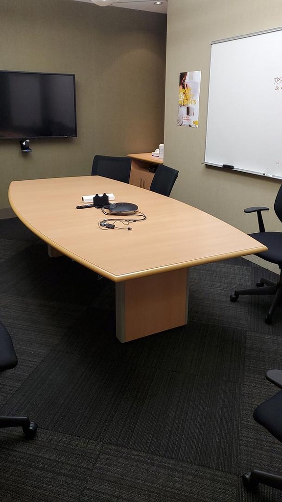 9' Boatshape Boardroom Table with Electrical, Maple