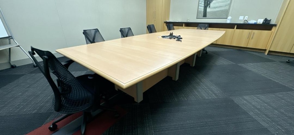 12.5' Boatshape Boardroom Table with Electrical, Maple