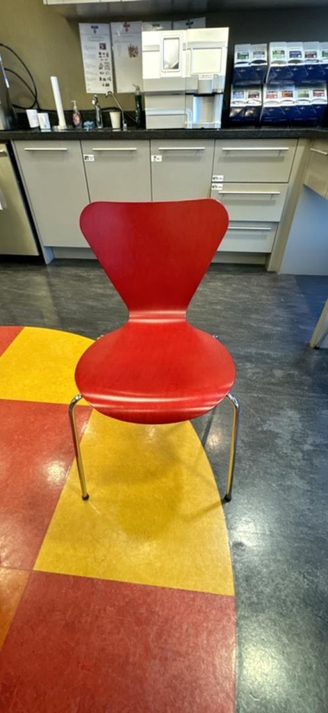 Wooden Guest Chair, Red