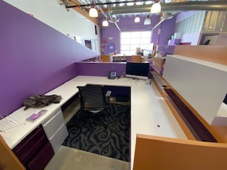 U-Shaped Desk, purple/white