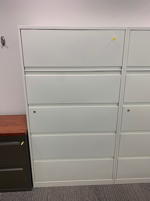 5 Drawer White Lateral Cabinet