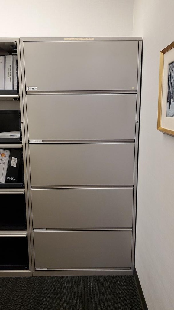 Metal 5 High File Cabinet, Grey