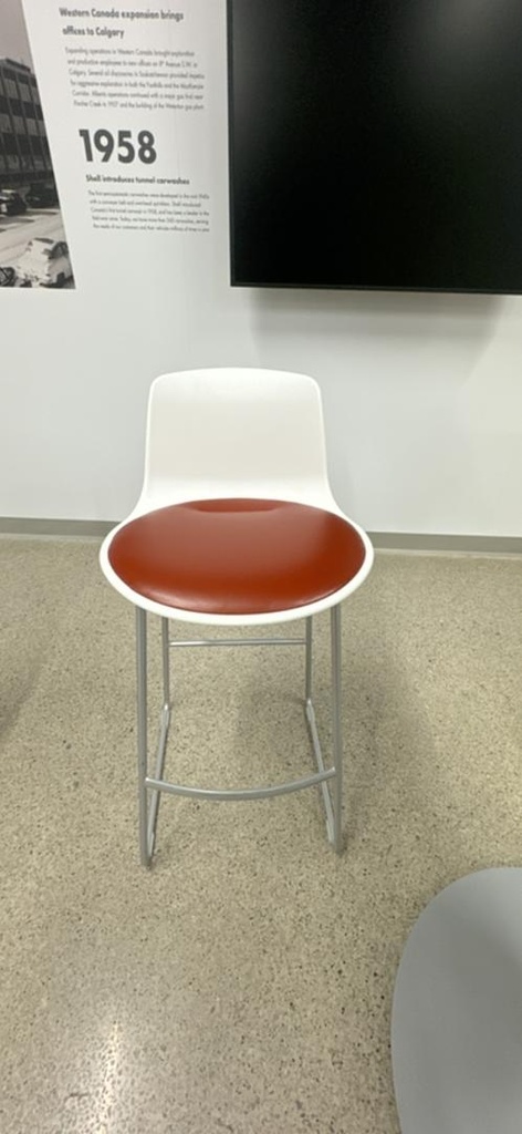 Steelcase Bar-Height Leather Stool, Red/White
