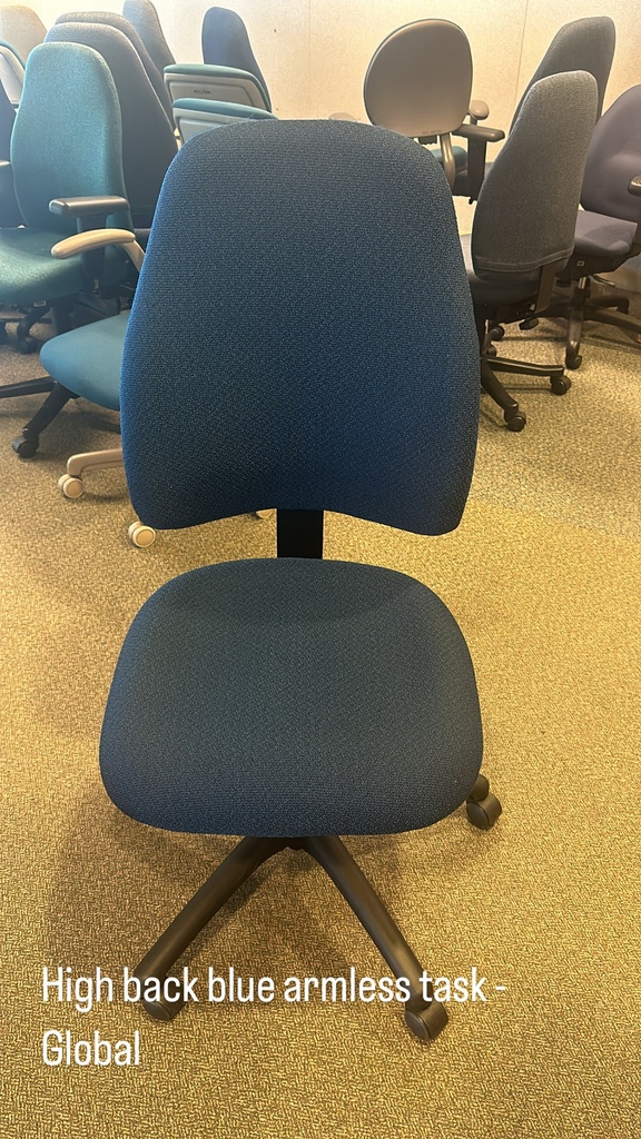 Blue Armless Highback Task Chair