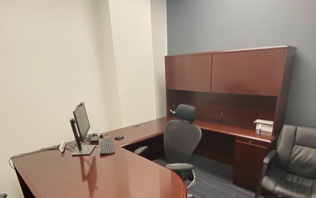 U-Shaped Cherry Desk with Hutch (Square Edge)