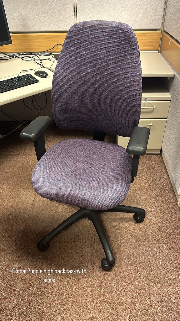 High Back Purple Task Chair, with arms