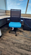 Task Chair with Mesh Back and Blue Fabric Cushion
