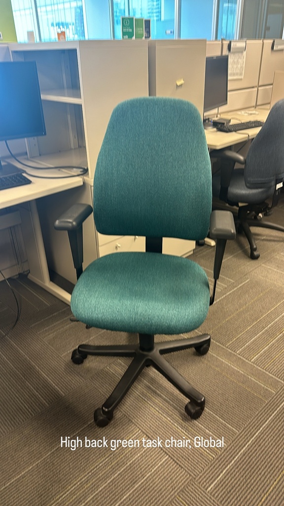 High-back green task chair