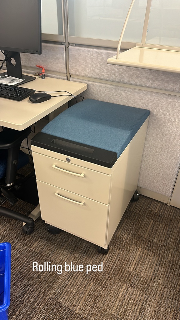 Pedestal, with blue cushion top